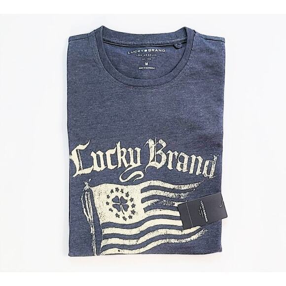 Mew! Lucky Brand Lucky American Flag Graphic Print Cotton Blend T-Shirt - Picture 3 of 4